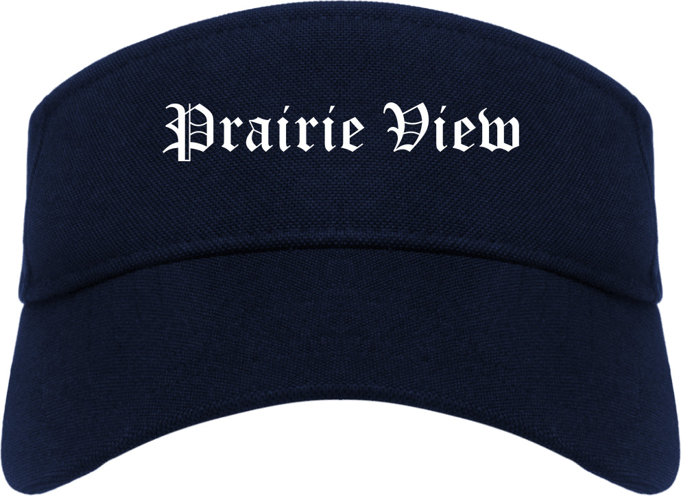 Prairie View Texas TX Old English Mens Visor Cap Hat Navy Blue