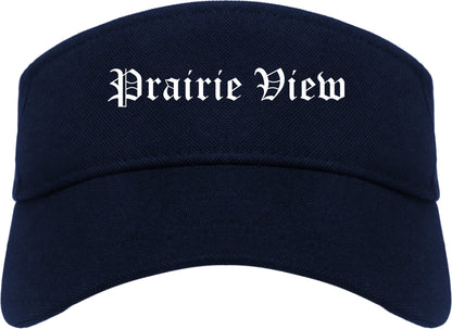 Prairie View Texas TX Old English Mens Visor Cap Hat Navy Blue