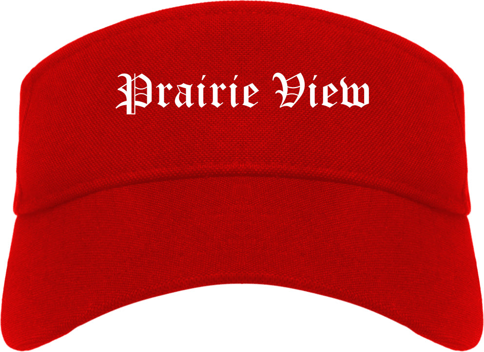 Prairie View Texas TX Old English Mens Visor Cap Hat Red