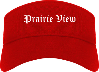 Prairie View Texas TX Old English Mens Visor Cap Hat Red