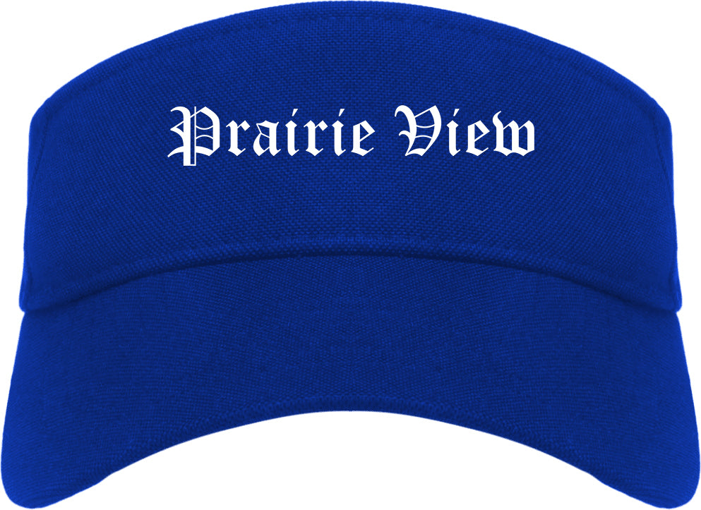 Prairie View Texas TX Old English Mens Visor Cap Hat Royal Blue