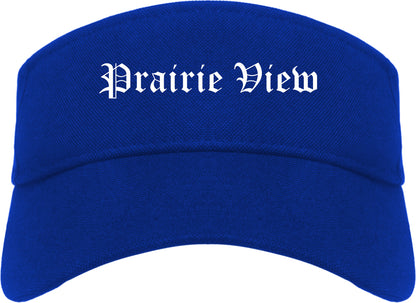 Prairie View Texas TX Old English Mens Visor Cap Hat Royal Blue