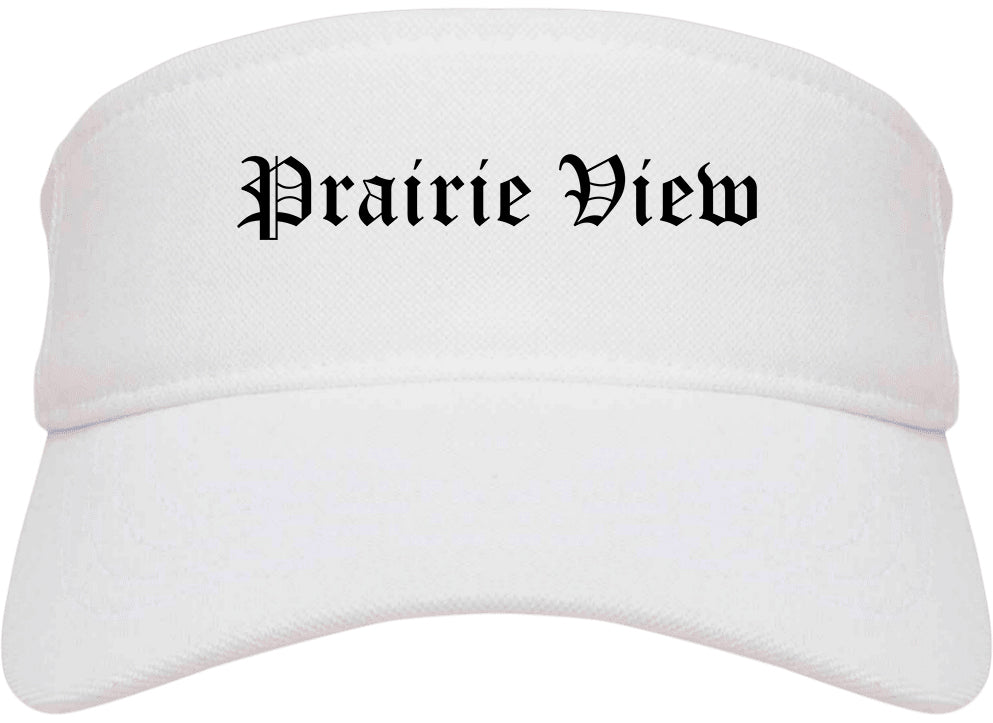 Prairie View Texas TX Old English Mens Visor Cap Hat White