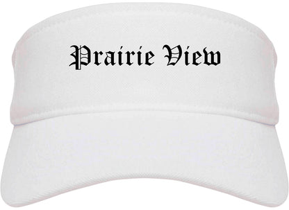 Prairie View Texas TX Old English Mens Visor Cap Hat White
