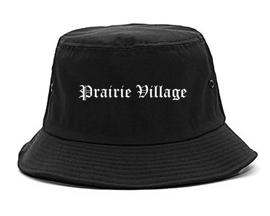 Prairie Village Kansas KS Old English Mens Bucket Hat Black