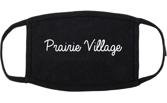 Prairie Village Kansas KS Script Cotton Face Mask Black