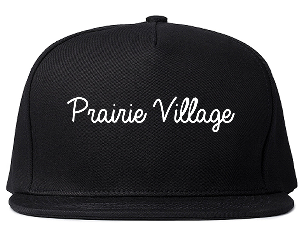 Prairie Village Kansas KS Script Mens Snapback Hat Black