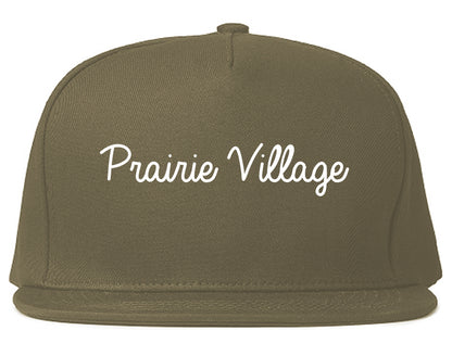 Prairie Village Kansas KS Script Mens Snapback Hat Grey