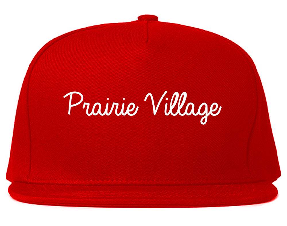 Prairie Village Kansas KS Script Mens Snapback Hat Red