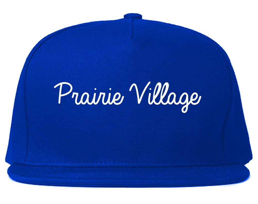 Prairie Village Kansas KS Script Mens Snapback Hat Royal Blue