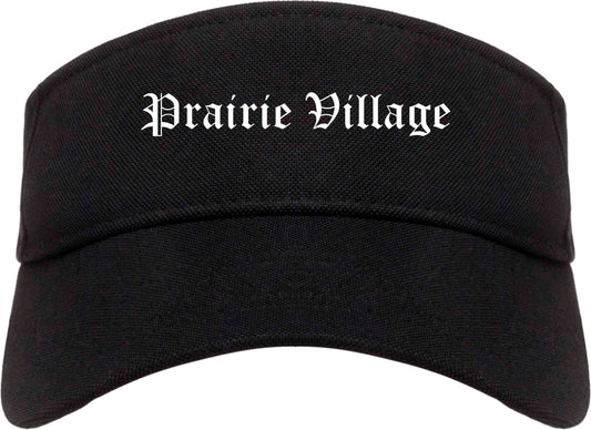 Prairie Village Kansas KS Old English Mens Visor Cap Hat Black
