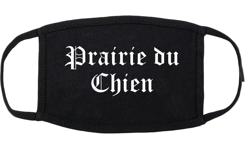 Prairie du Chien Wisconsin WI Old English Cotton Face Mask Black