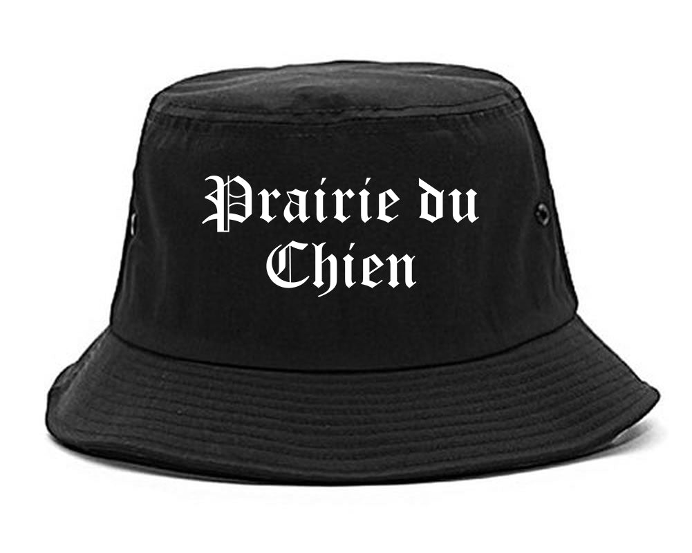 Prairie du Chien Wisconsin WI Old English Mens Bucket Hat Black