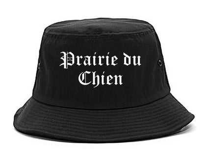 Prairie du Chien Wisconsin WI Old English Mens Bucket Hat Black