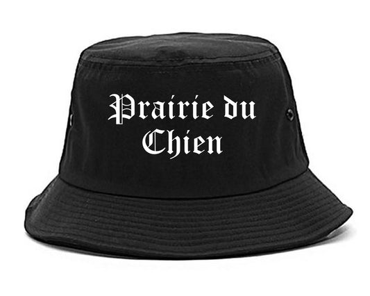 Prairie du Chien Wisconsin WI Old English Mens Bucket Hat Black