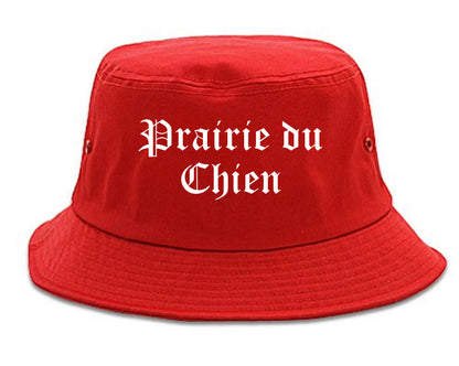 Prairie du Chien Wisconsin WI Old English Mens Bucket Hat Red