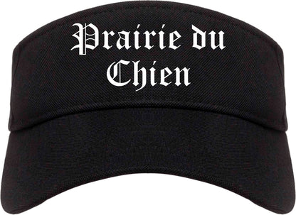 Prairie du Chien Wisconsin WI Old English Mens Visor Cap Hat Black