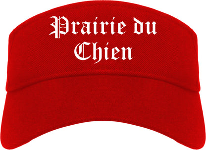 Prairie du Chien Wisconsin WI Old English Mens Visor Cap Hat Red