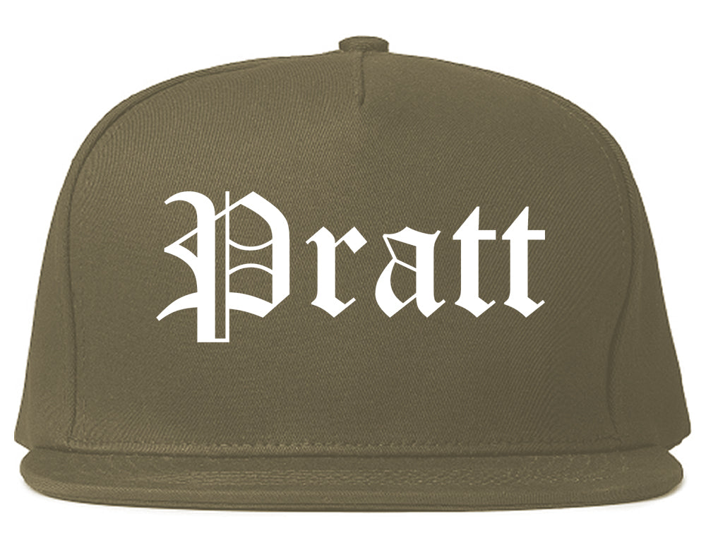 Pratt Kansas KS Old English Mens Snapback Hat Grey