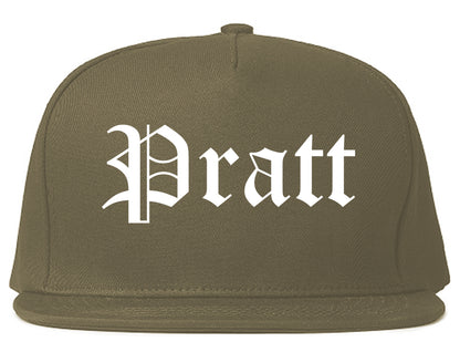 Pratt Kansas KS Old English Mens Snapback Hat Grey