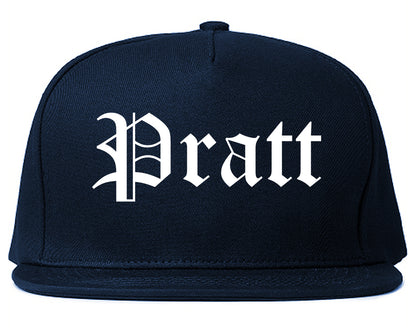 Pratt Kansas KS Old English Mens Snapback Hat Navy Blue