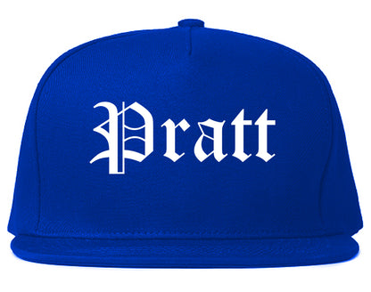 Pratt Kansas KS Old English Mens Snapback Hat Royal Blue