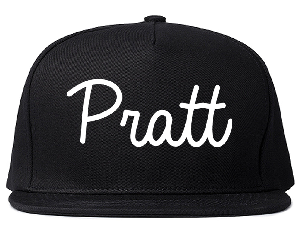 Pratt Kansas KS Script Mens Snapback Hat Black
