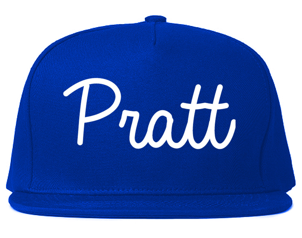 Pratt Kansas KS Script Mens Snapback Hat Royal Blue