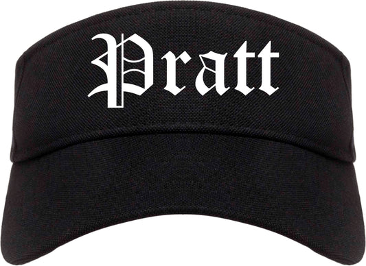 Pratt Kansas KS Old English Mens Visor Cap Hat Black