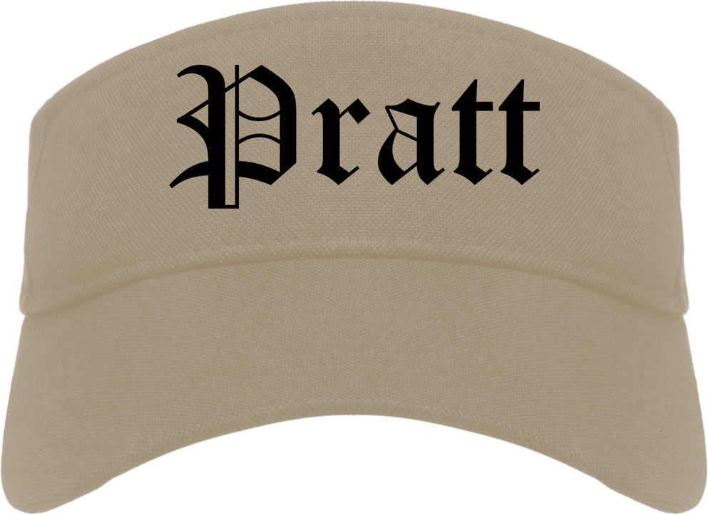 Pratt Kansas KS Old English Mens Visor Cap Hat Khaki