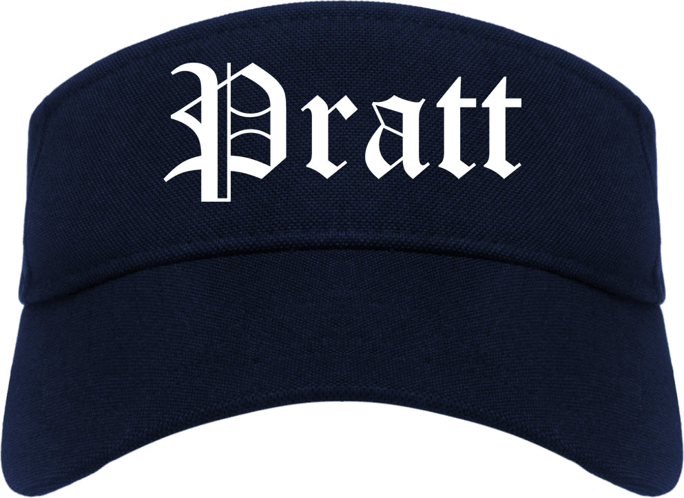 Pratt Kansas KS Old English Mens Visor Cap Hat Navy Blue