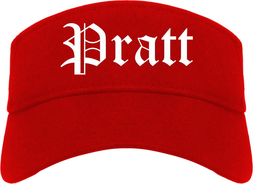 Pratt Kansas KS Old English Mens Visor Cap Hat Red