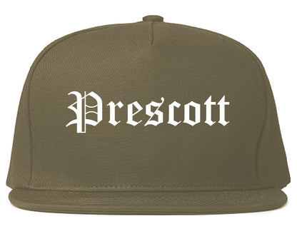 Prescott Arkansas AR Old English Mens Snapback Hat Grey
