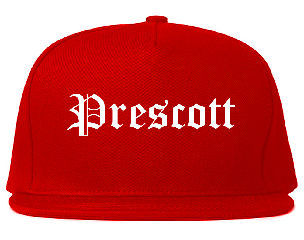 Prescott Arkansas AR Old English Mens Snapback Hat Red