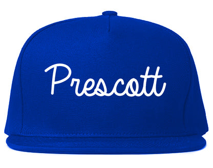 Prescott Arkansas AR Script Mens Snapback Hat Royal Blue