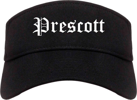 Prescott Arkansas AR Old English Mens Visor Cap Hat Black