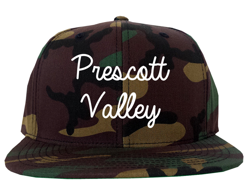 Prescott Valley Arizona AZ Script Mens Snapback Hat Army Camo