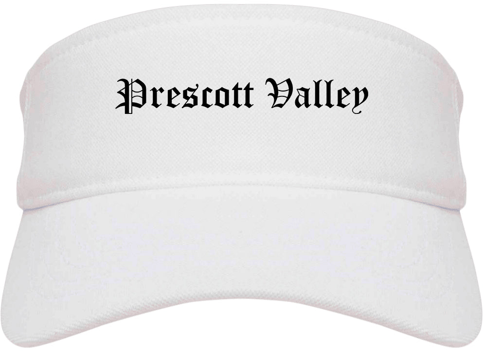 Prescott Valley Arizona AZ Old English Mens Visor Cap Hat White