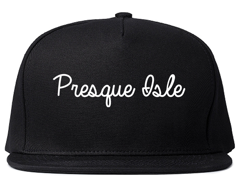 Presque Isle Maine ME Script Mens Snapback Hat Black