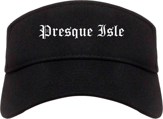 Presque Isle Maine ME Old English Mens Visor Cap Hat Black