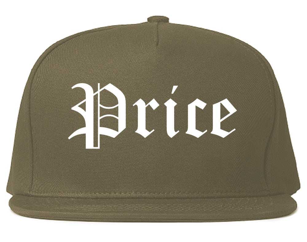 Price Utah UT Old English Mens Snapback Hat Grey