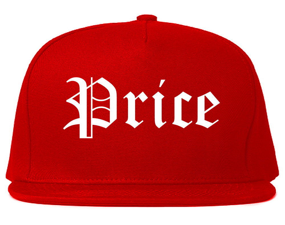 Price Utah UT Old English Mens Snapback Hat Red