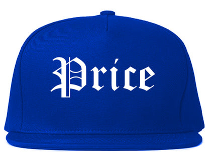 Price Utah UT Old English Mens Snapback Hat Royal Blue