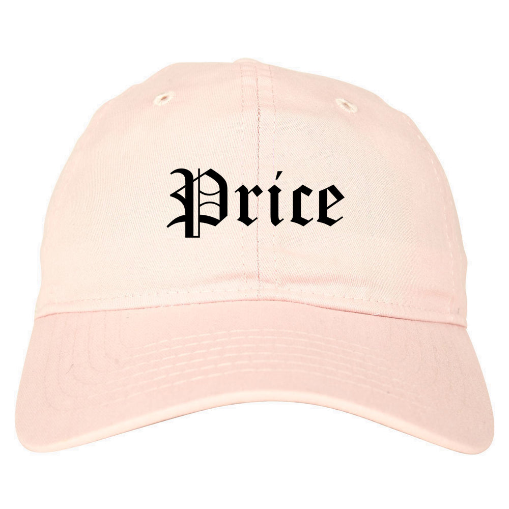Price Utah UT Old English Mens Dad Hat Baseball Cap Pink