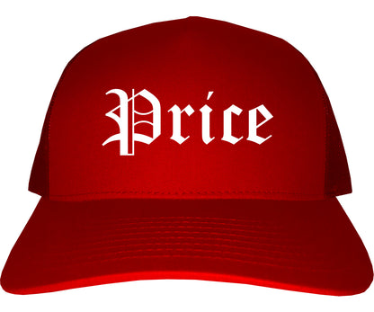 Price Utah UT Old English Mens Trucker Hat Cap Red