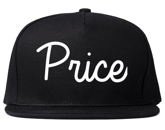 Price Utah UT Script Mens Snapback Hat Black