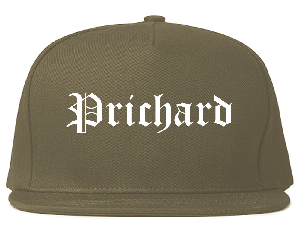 Prichard Alabama AL Old English Mens Snapback Hat Grey