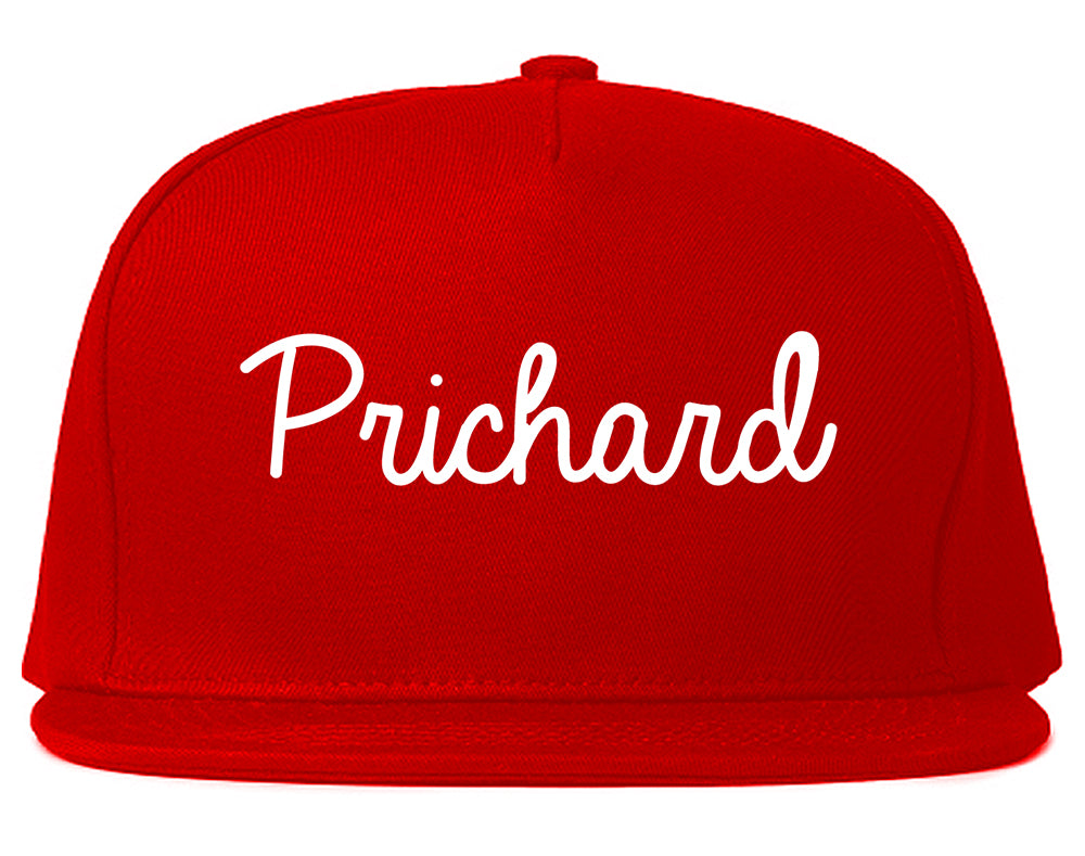 Prichard Alabama AL Script Mens Snapback Hat Red
