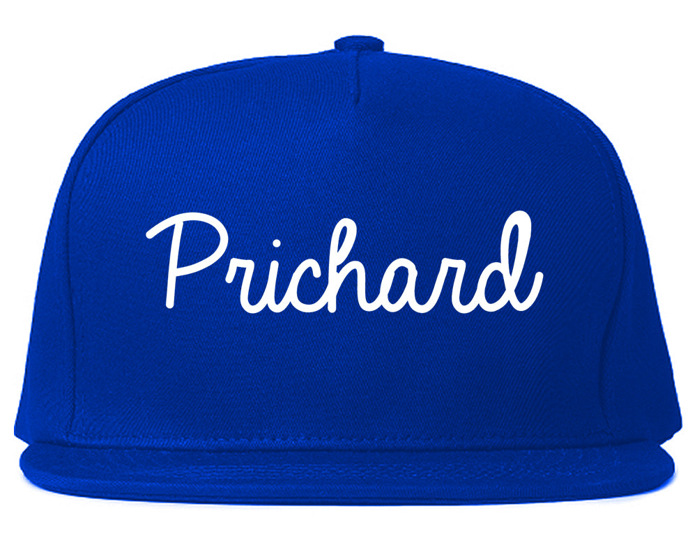 Prichard Alabama AL Script Mens Snapback Hat Royal Blue