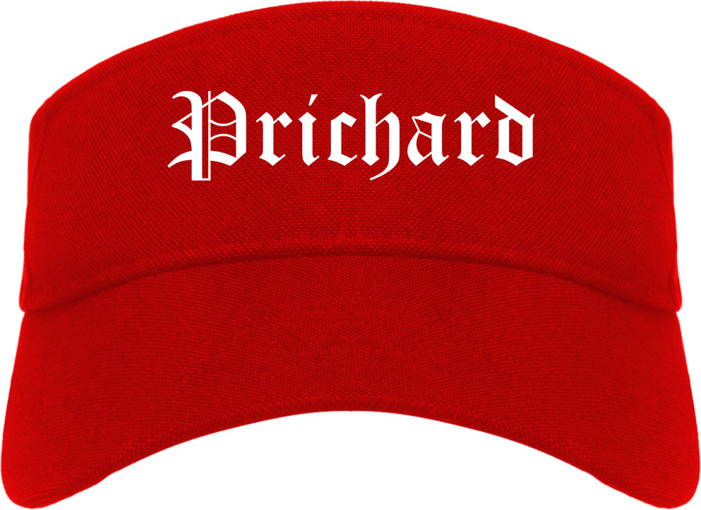 Prichard Alabama AL Old English Mens Visor Cap Hat Red